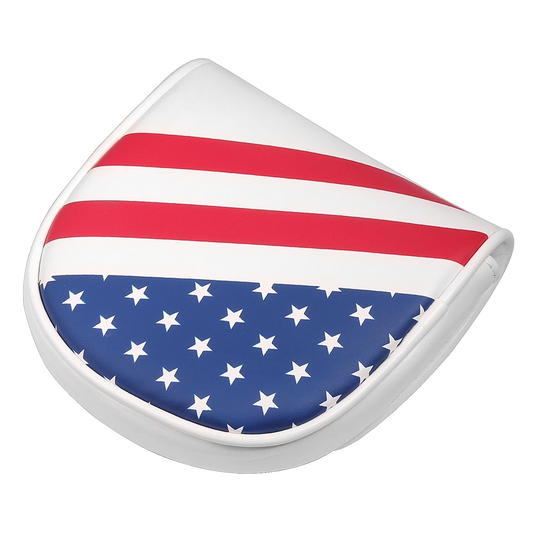 American flag putter head cover top view - red white and blue stars and stripes mallet golf headcover