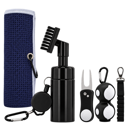Golf Gift Set – Spray Brush, Towel, Divot Tool, Ball & Tee Holders