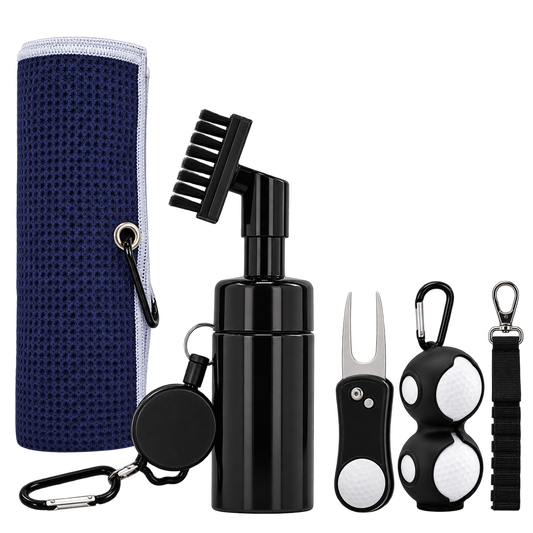 Golf Gift Set – Spray Brush, Towel, Divot Tool, Ball & Tee Holders