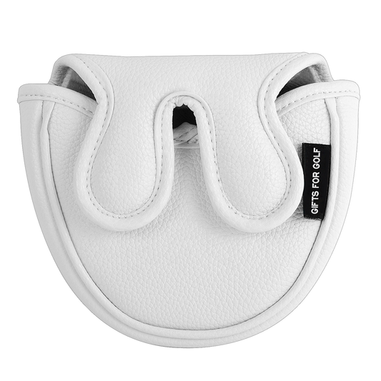 Japan lucky cat putter head cover back view - white PU leather mallet headcover with Gifts for Golf branding
